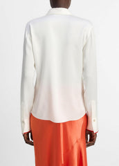 Tipped Silk Button-Front Blouse in Shirts & Tees | Vince outlet