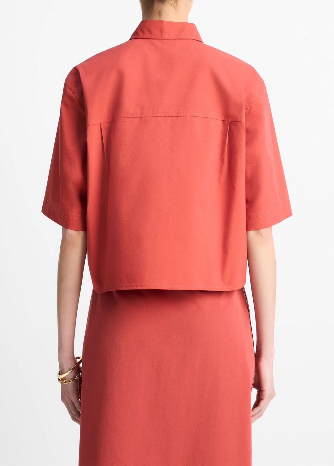 Cotton Short-Sleeve Cropped Shirt in Shirts & Tees | Vince on sale