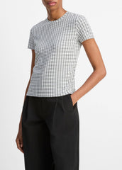 Checked Smocked T-Shirt in Shirts & Tees | Vince US
