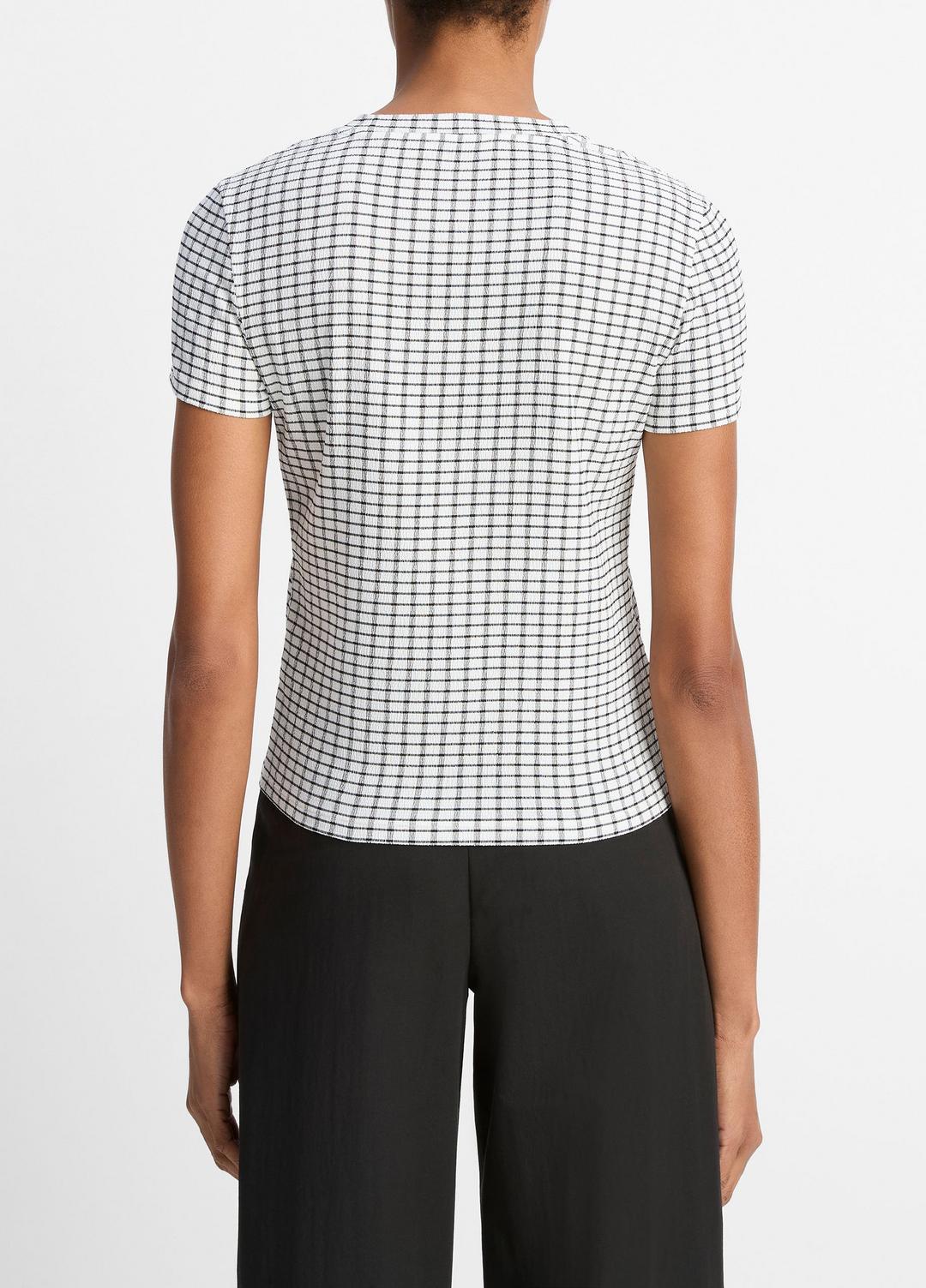 Checked Smocked T-Shirt in Shirts & Tees | Vince US