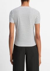 Checked Smocked T-Shirt in Shirts & Tees | Vince US