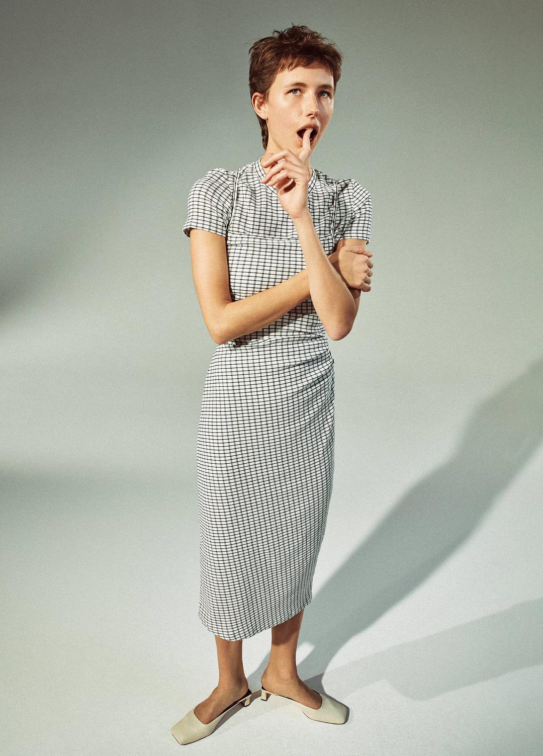 Checked Smocked T-Shirt in Shirts & Tees | Vince US