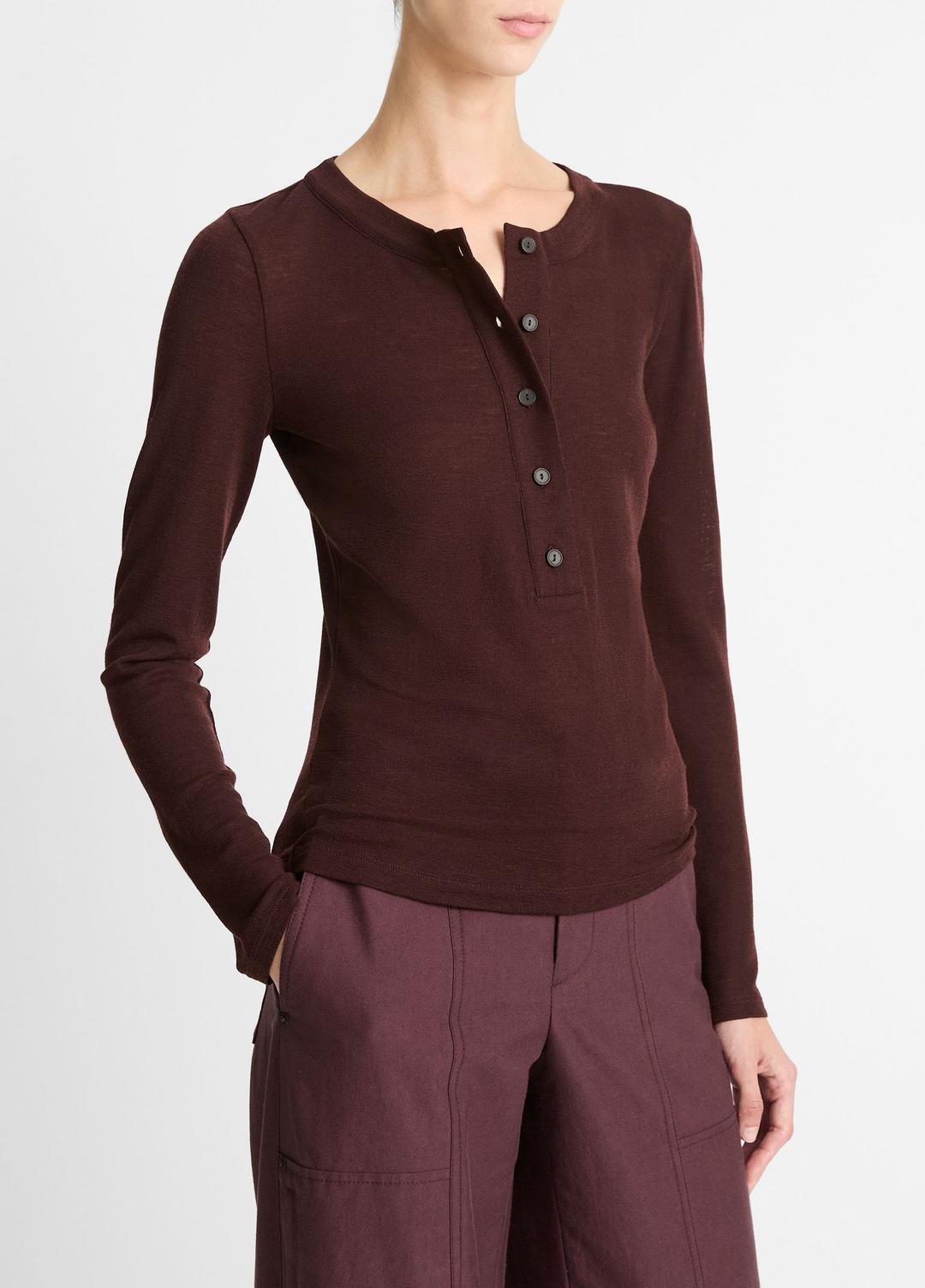Wool Long-Sleeve Henley in Shirts & Tees | Vince Online