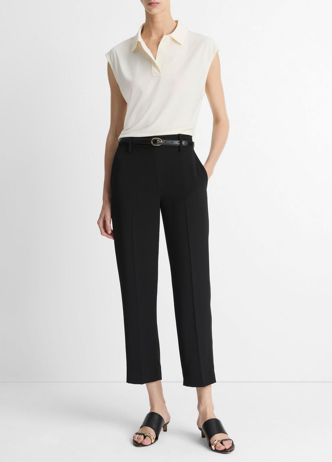 Matte Jersey Cap-Sleeve Polo Top in Shirts & Tees | Vince discount