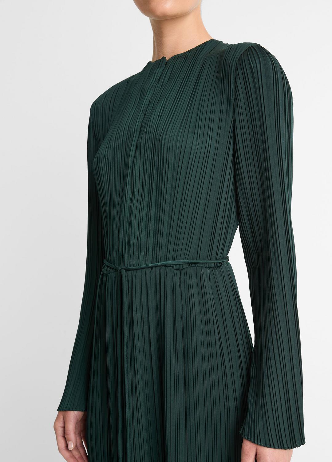 Pleated Satin Long-Sleeve Dress in Dresses & Skirts | Vince near me