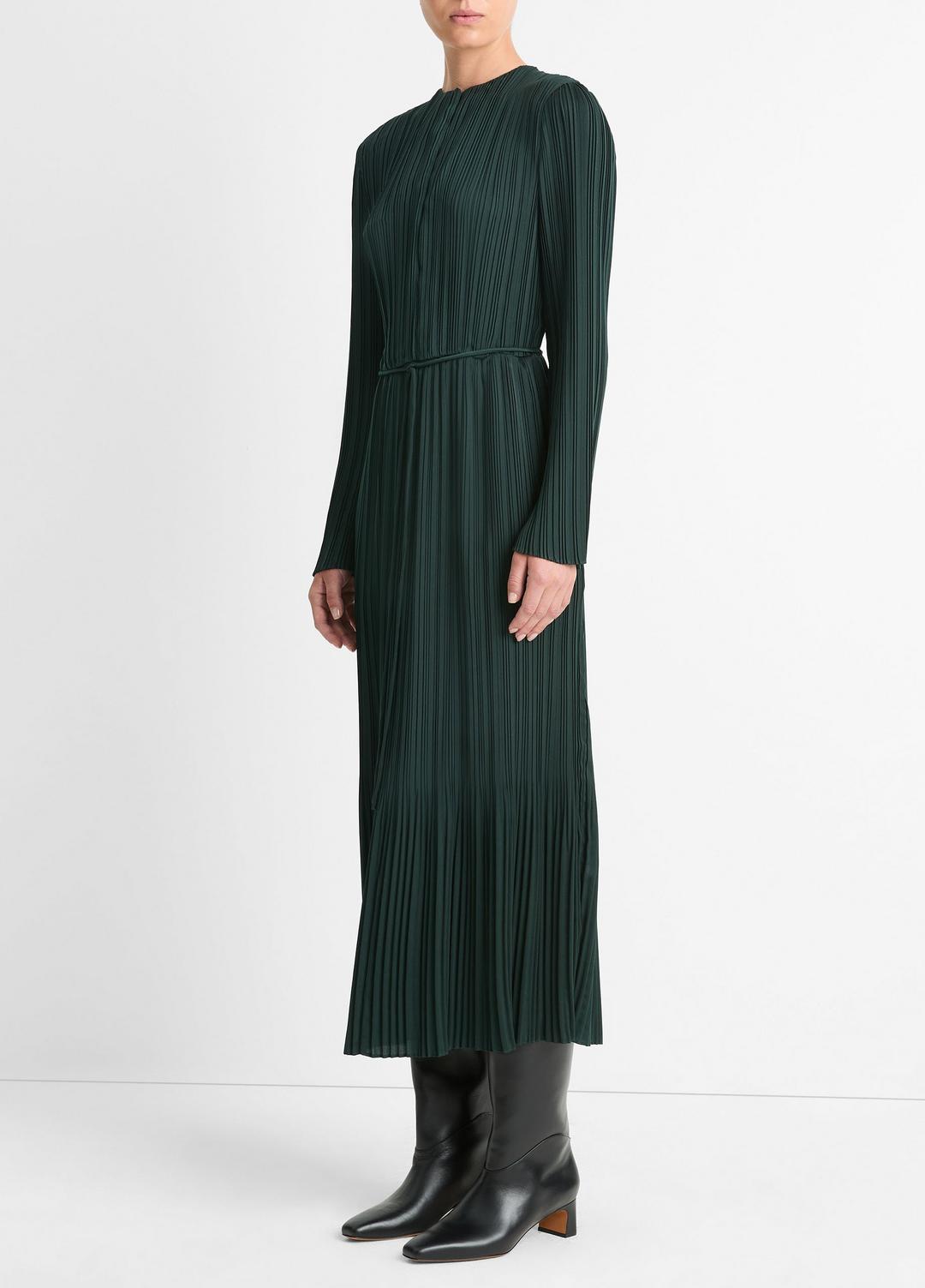 Pleated Satin Long-Sleeve Dress in Dresses & Skirts | Vince near me