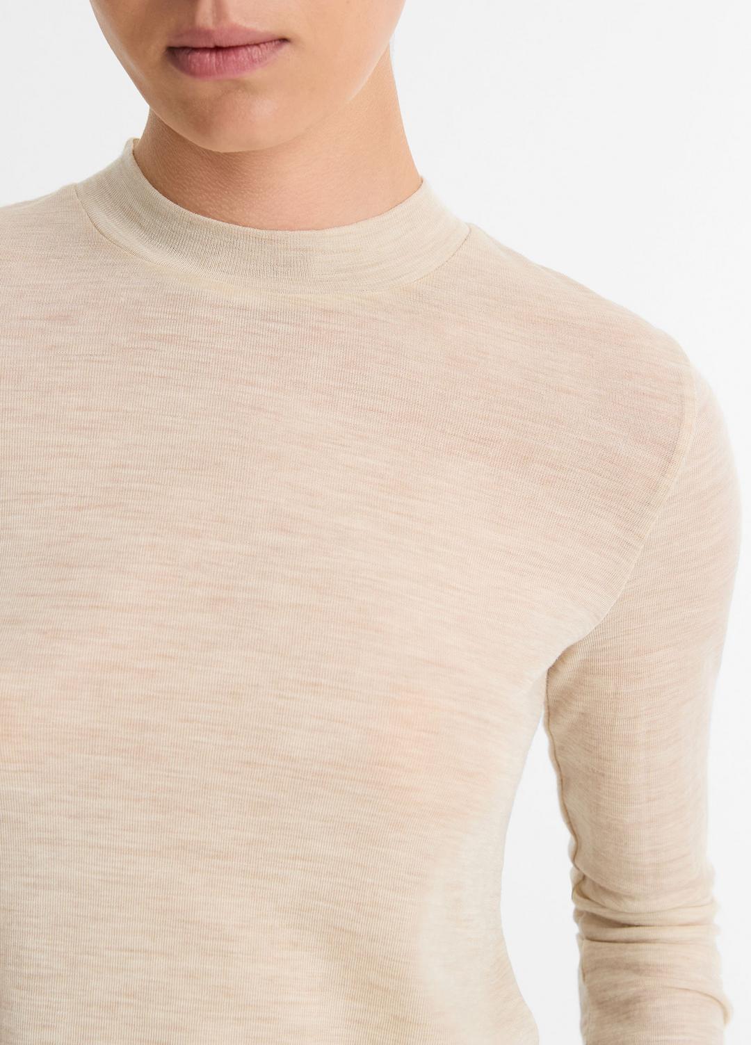 Wool Three-Quarter-Sleeve Mock-Neck Top in Shirts & Tees | Vince on sale