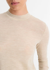 Wool Three-Quarter-Sleeve Mock-Neck Top in Shirts & Tees | Vince on sale
