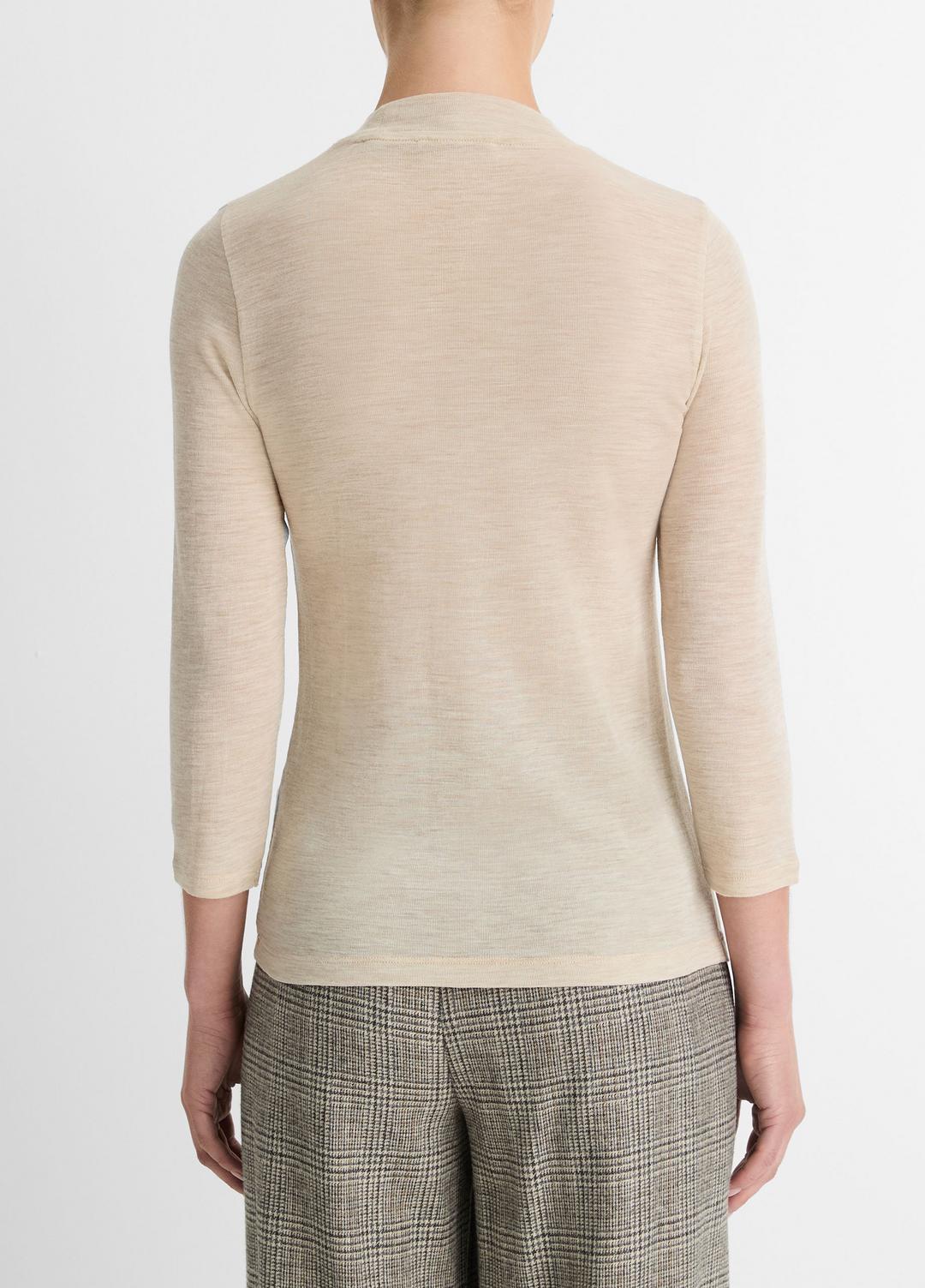 Wool Three-Quarter-Sleeve Mock-Neck Top in Shirts & Tees | Vince on sale