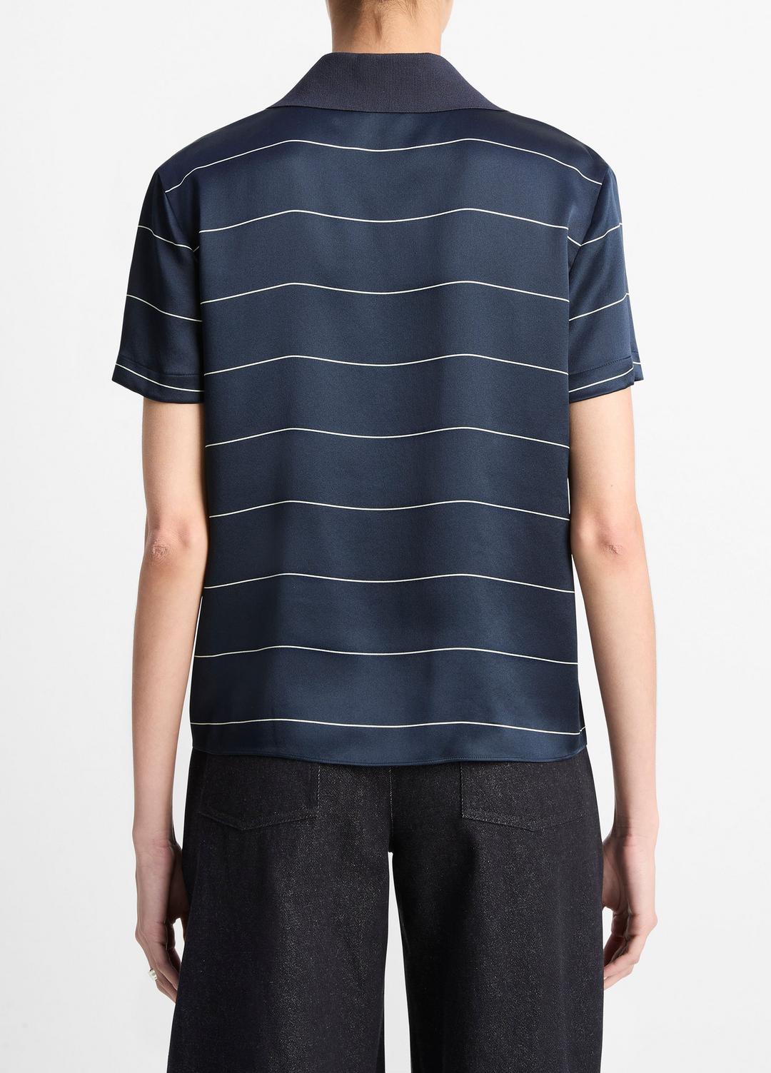 Knit-Collar Striped Silk Polo Shirt in Shirts & Tees | Vince for sale