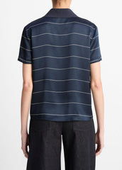 Knit-Collar Striped Silk Polo Shirt in Shirts & Tees | Vince for sale