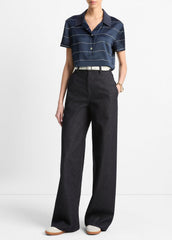 Knit-Collar Striped Silk Polo Shirt in Shirts & Tees | Vince for sale