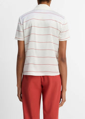 Knit-Collar Striped Silk Polo Shirt in Shirts & Tees | Vince on sale