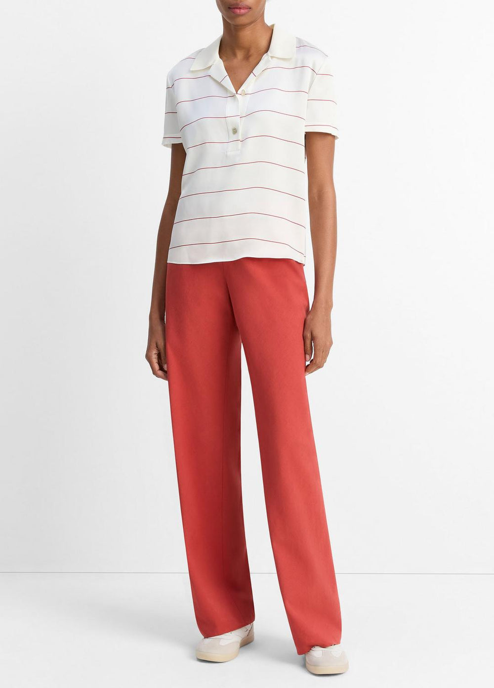 Knit-Collar Striped Silk Polo Shirt in Shirts & Tees | Vince on sale