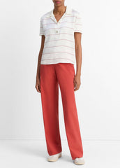Knit-Collar Striped Silk Polo Shirt in Shirts & Tees | Vince on sale