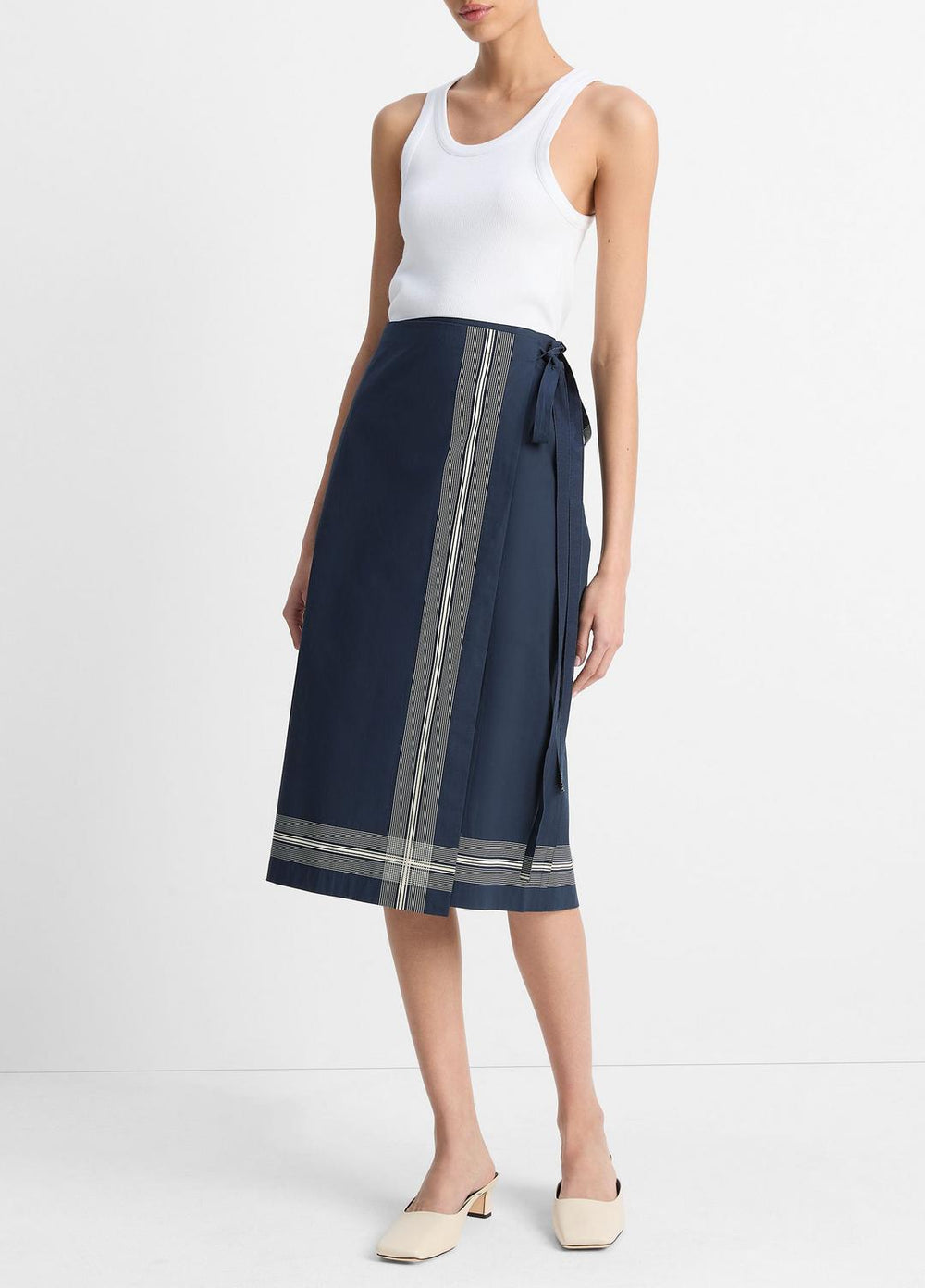 Handkerchief-Stripe Straight Wrap Skirt in Dresses & Skirts | Vince US
