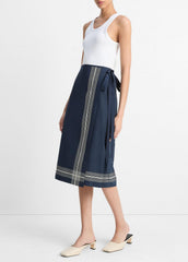 Handkerchief-Stripe Straight Wrap Skirt in Dresses & Skirts | Vince US