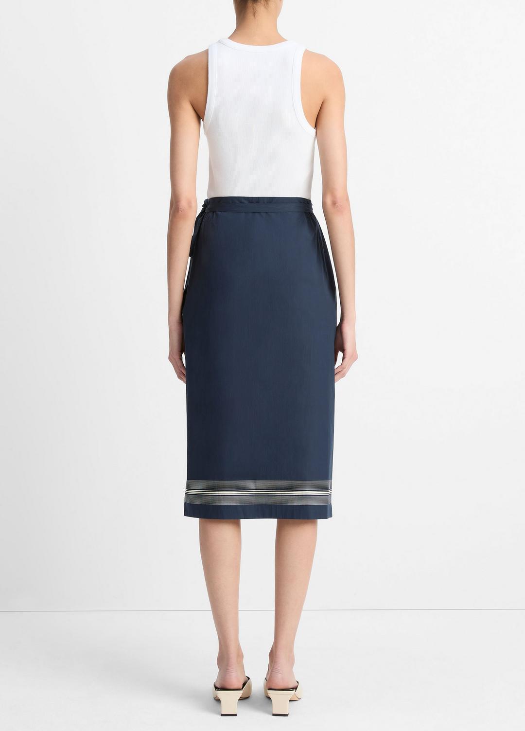 Handkerchief-Stripe Straight Wrap Skirt in Dresses & Skirts | Vince US