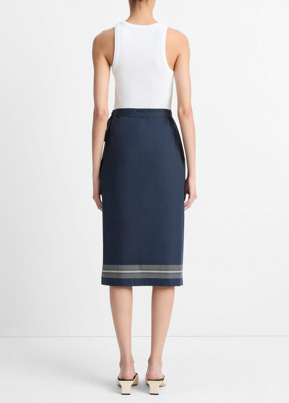 Handkerchief-Stripe Straight Wrap Skirt in Dresses & Skirts | Vince US