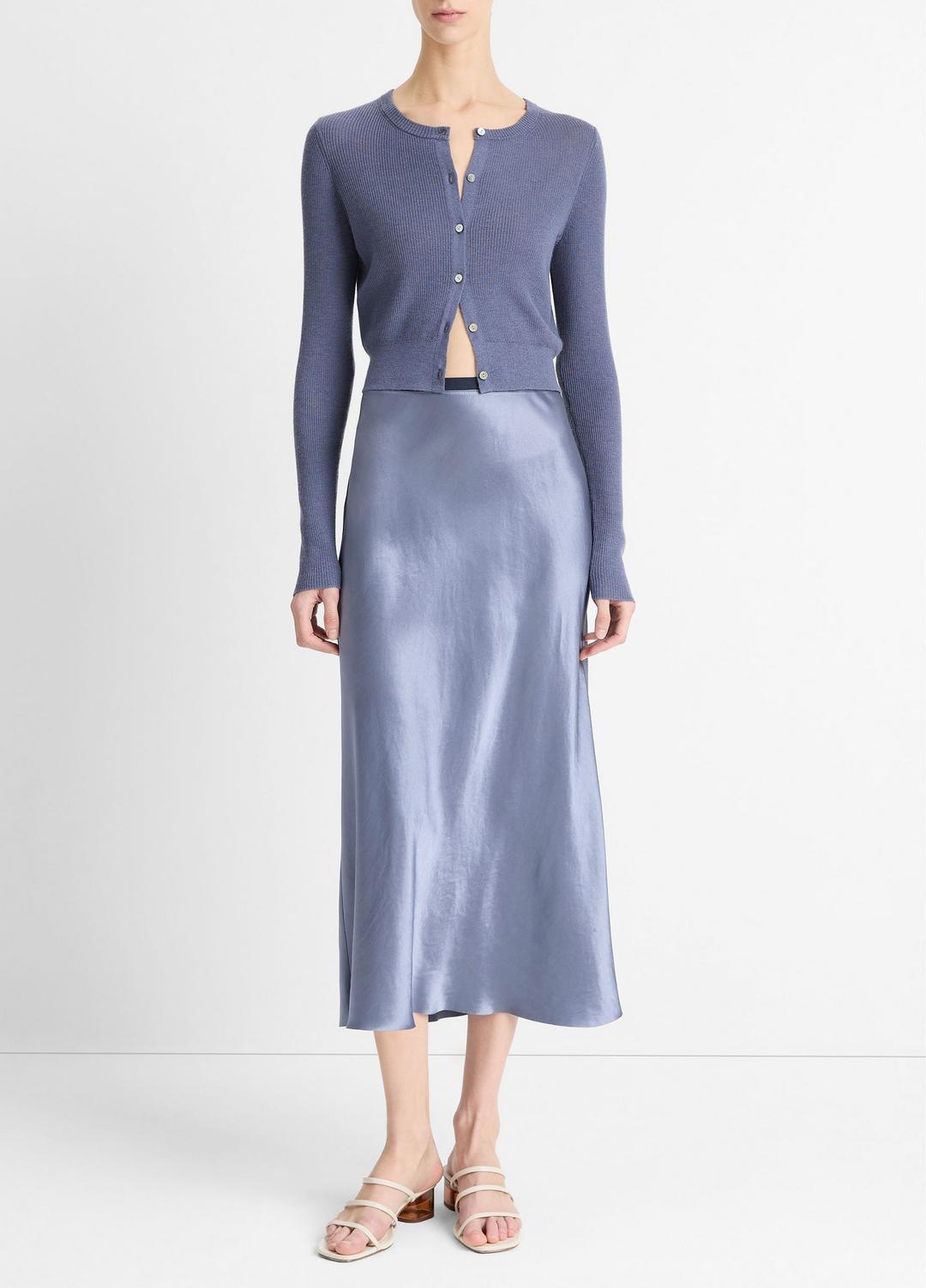 Contrast-Waistband Satin Bias Skirt in Dresses & Skirts | Vince discount