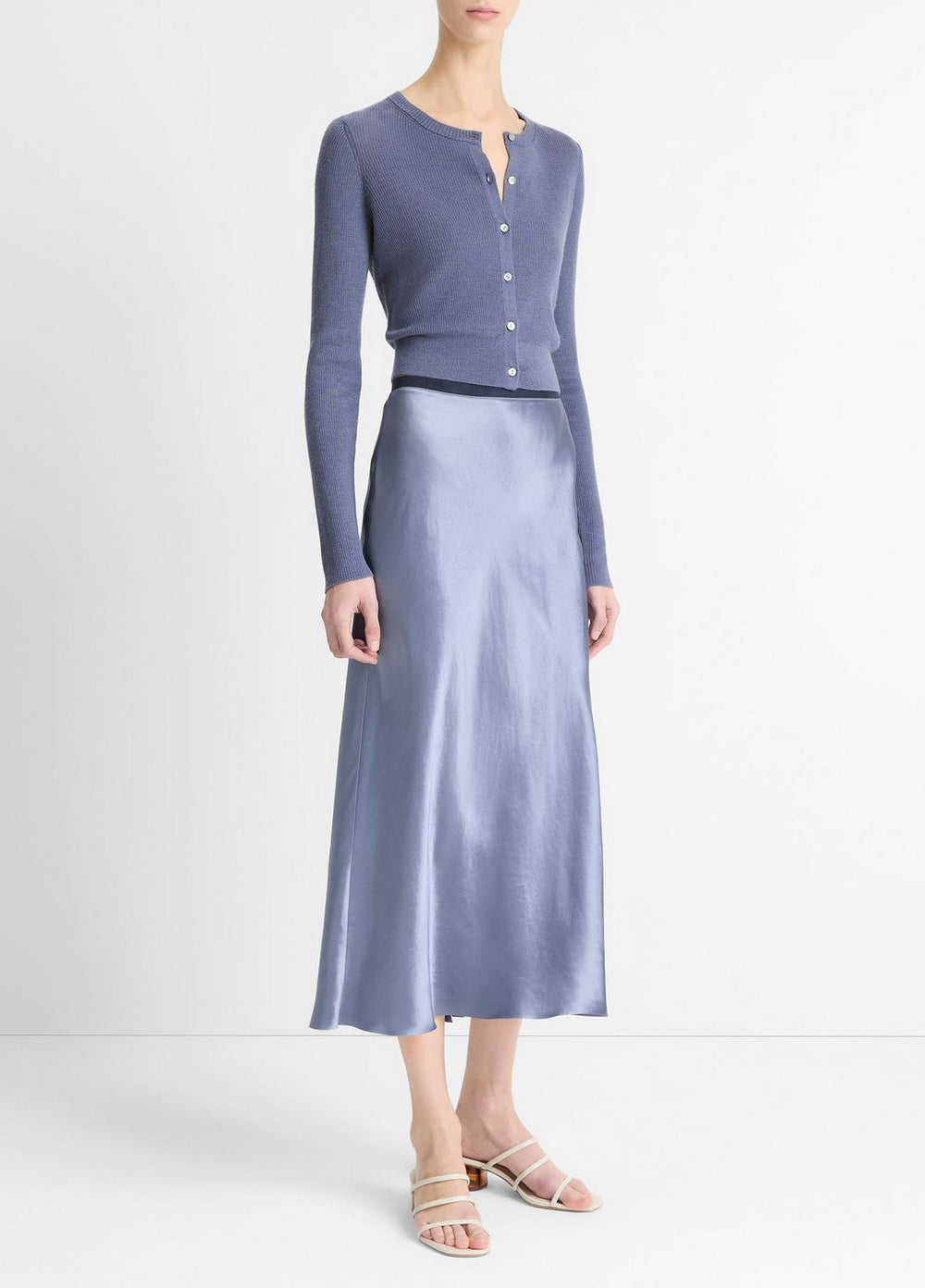 Contrast-Waistband Satin Bias Skirt in Dresses & Skirts | Vince discount