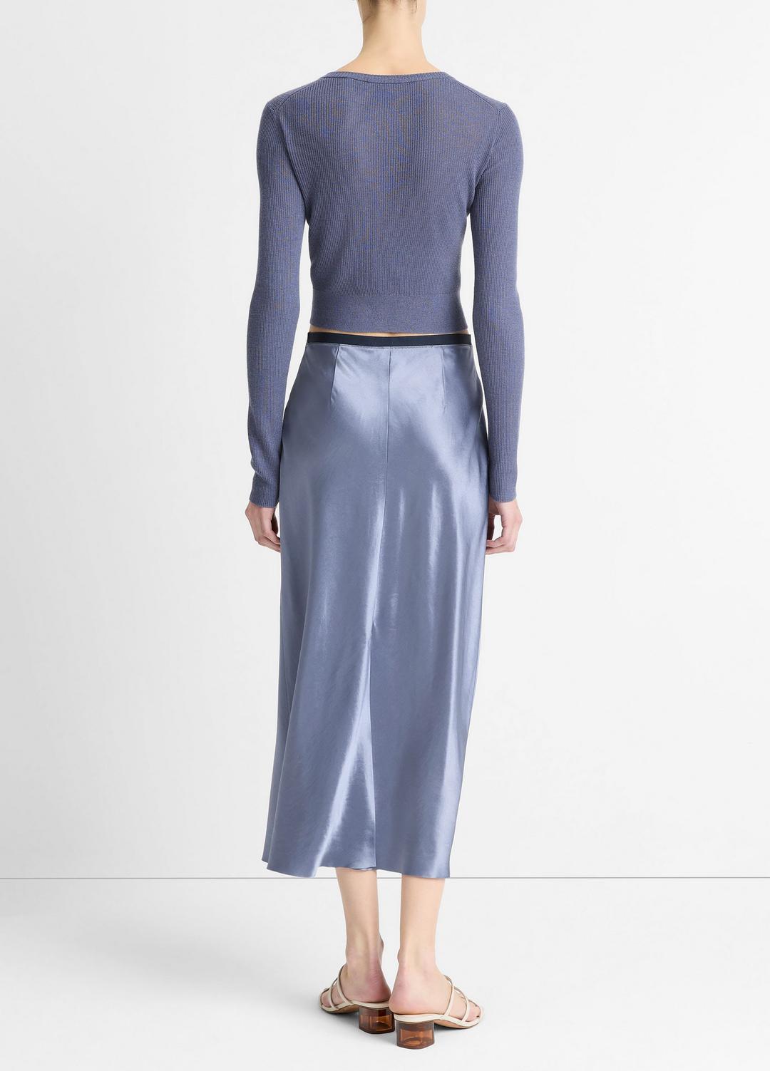 Contrast-Waistband Satin Bias Skirt in Dresses & Skirts | Vince discount