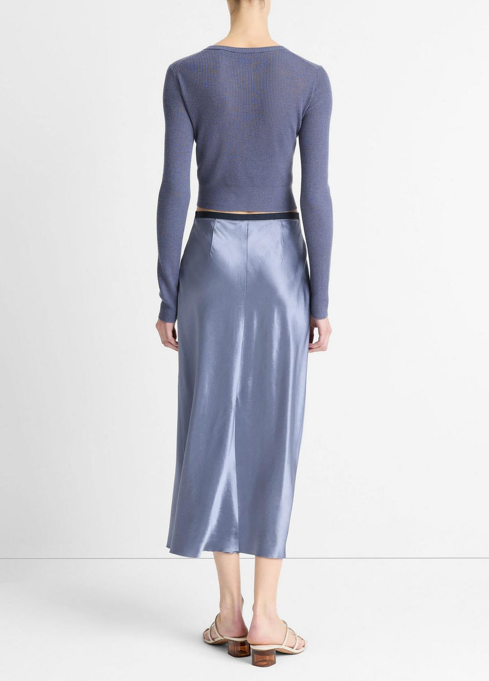Contrast-Waistband Satin Bias Skirt in Dresses & Skirts | Vince discount