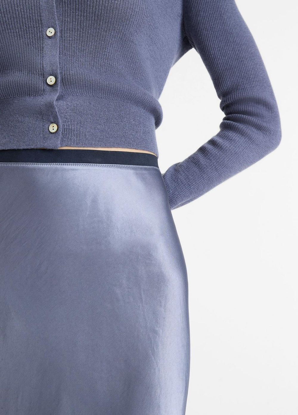 Contrast-Waistband Satin Bias Skirt in Dresses & Skirts | Vince discount