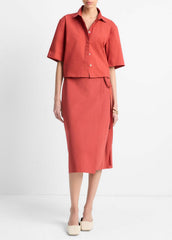 Cotton-Blend Straight Wrap Skirt in Dresses & Skirts | Vince for sale