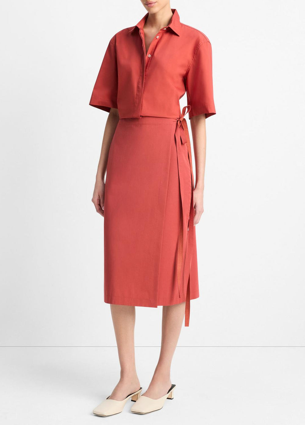 Cotton-Blend Straight Wrap Skirt in Dresses & Skirts | Vince for sale