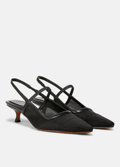 Venice Leather and Mesh Slingback Kitten Heel in Shoes | Vince outlet
