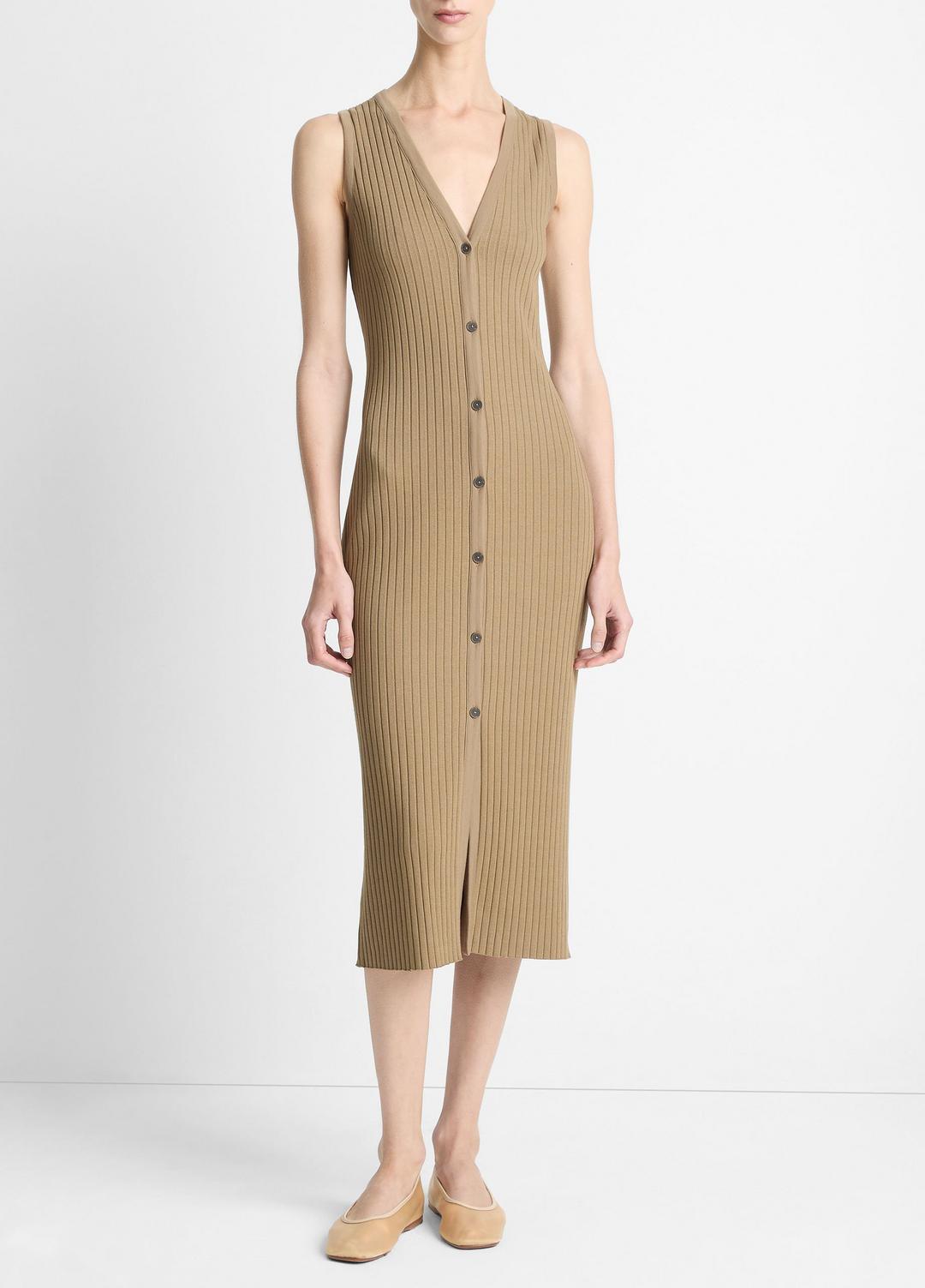 Ribbed Cotton-Blend Button-Front Dress in Dresses & Skirts | Vince for sale