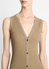 Ribbed Cotton-Blend Button-Front Dress in Dresses & Skirts | Vince for sale