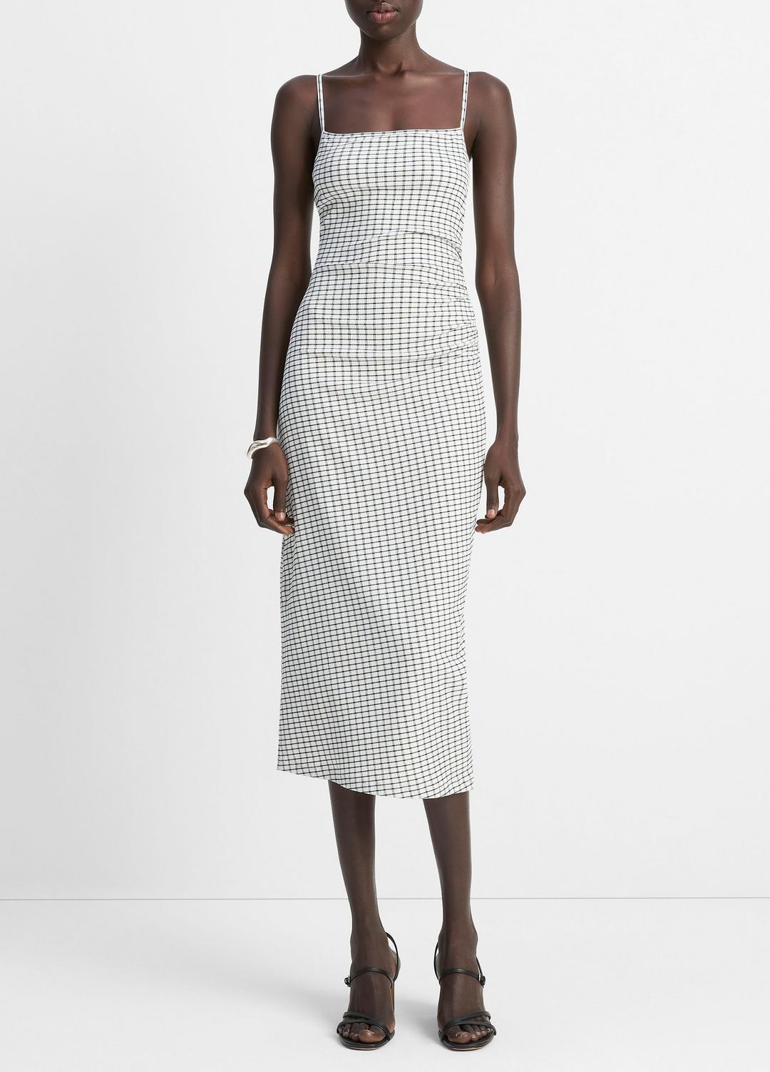 Checked Smocked Tank Dress in Dresses & Skirts | Vince on sale