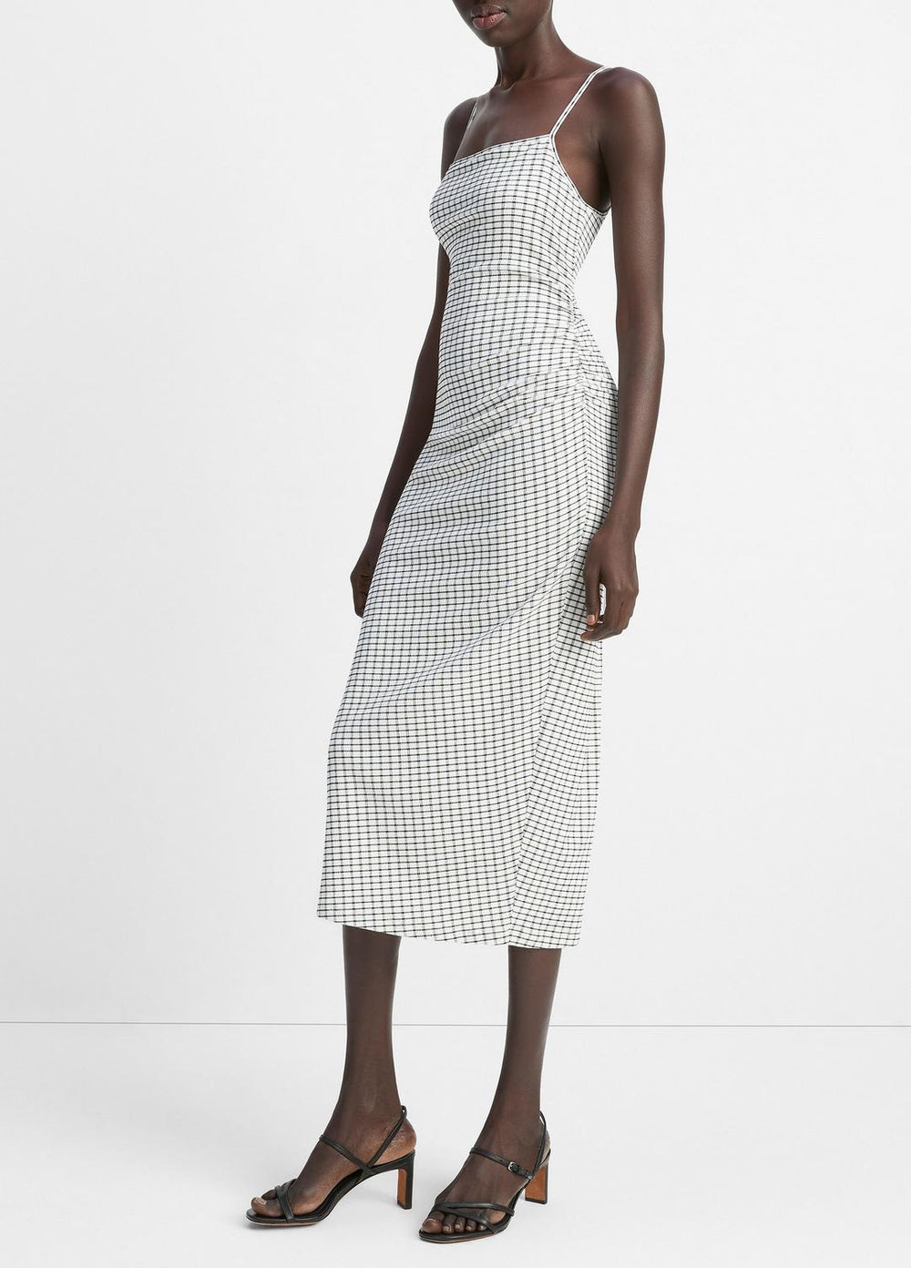 Checked Smocked Tank Dress in Dresses & Skirts | Vince on sale