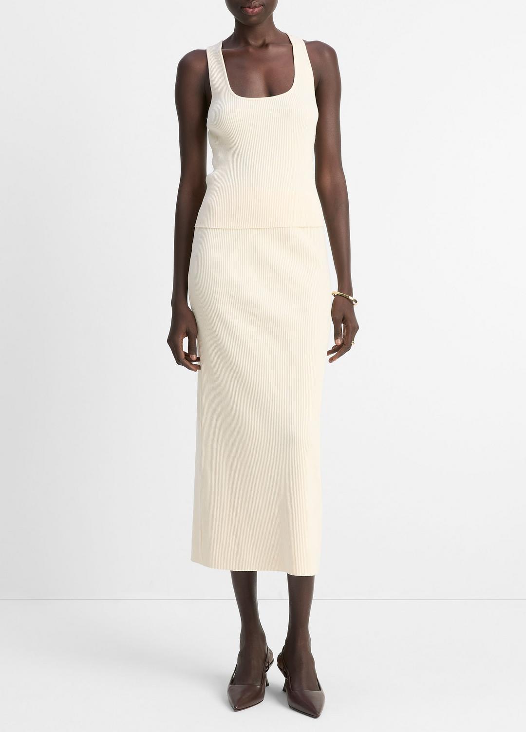 Ribbed Cotton-Blend Midi Skirt in Dresses & Skirts | Vince Online