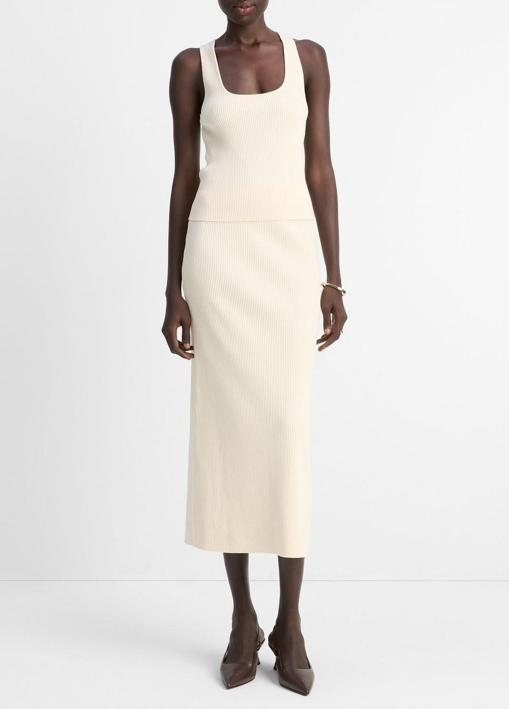 Ribbed Cotton-Blend Midi Skirt in Dresses & Skirts | Vince Online
