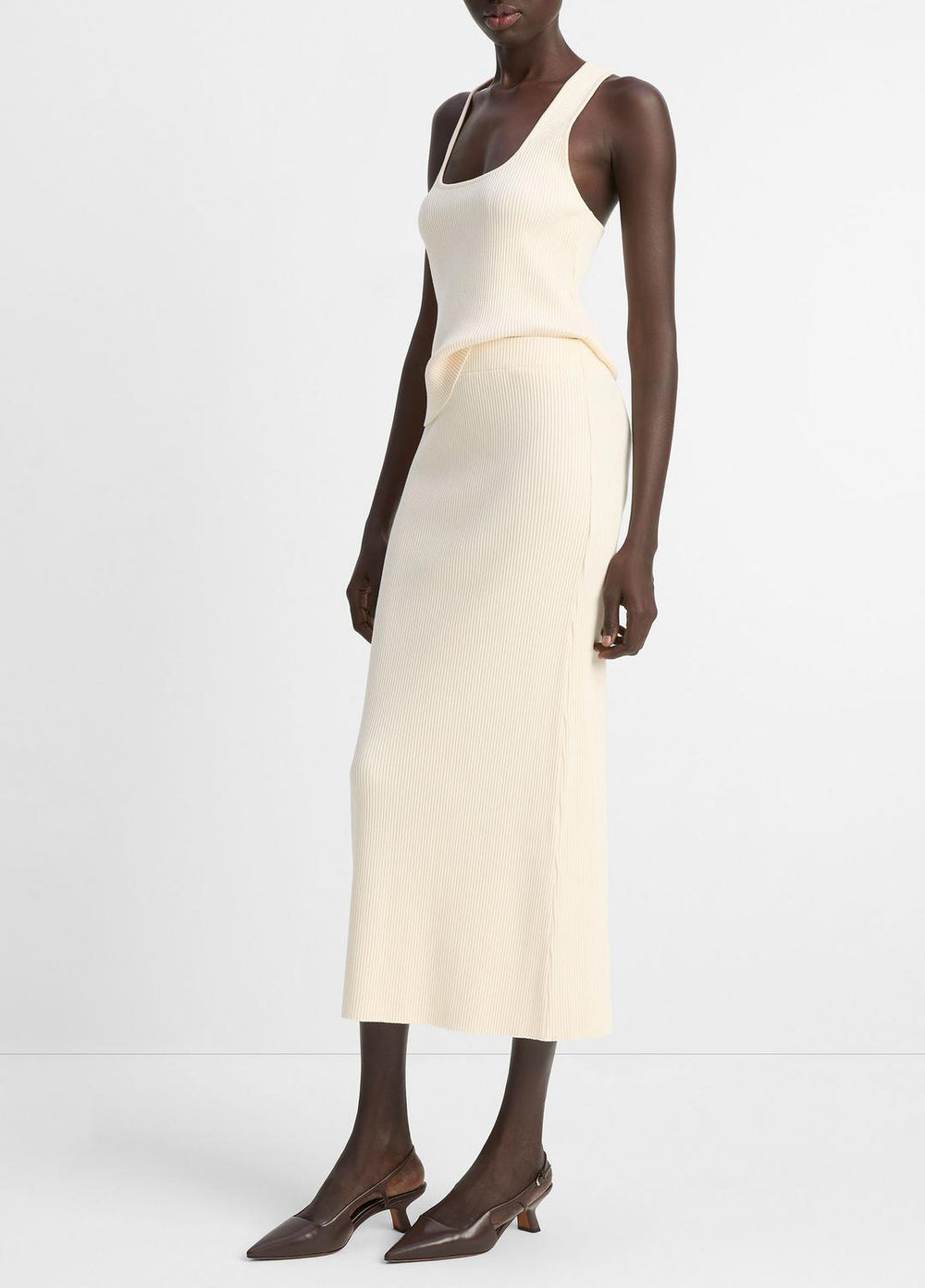 Ribbed Cotton-Blend Midi Skirt in Dresses & Skirts | Vince Online