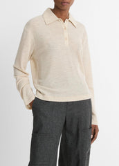Wool Relaxed Long-Sleeve Polo Shirt in Shirts & Tees | Vince outlet