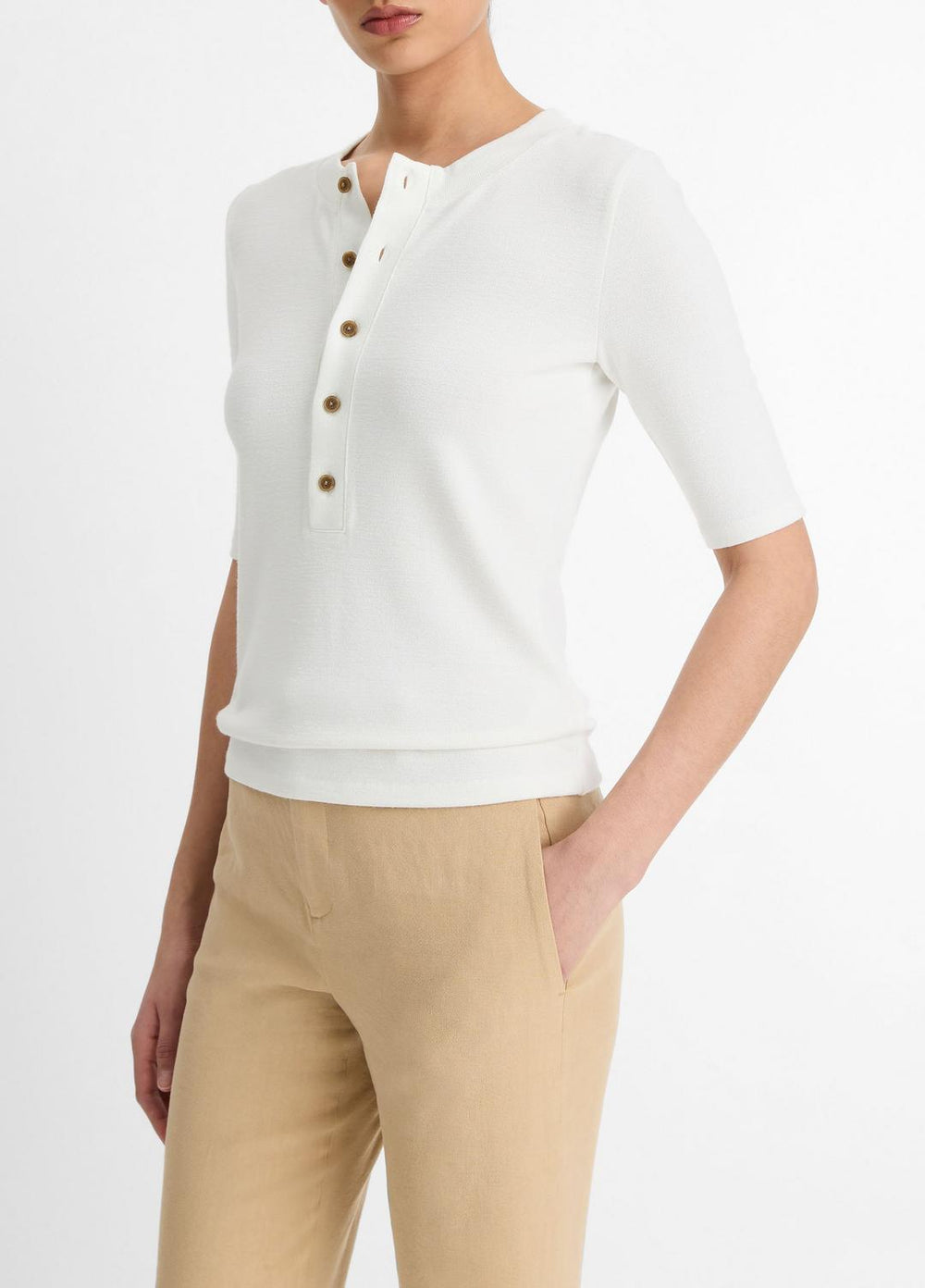 Jersey Elbow-Sleeve Henley in Shirts & Tees | Vince for sale