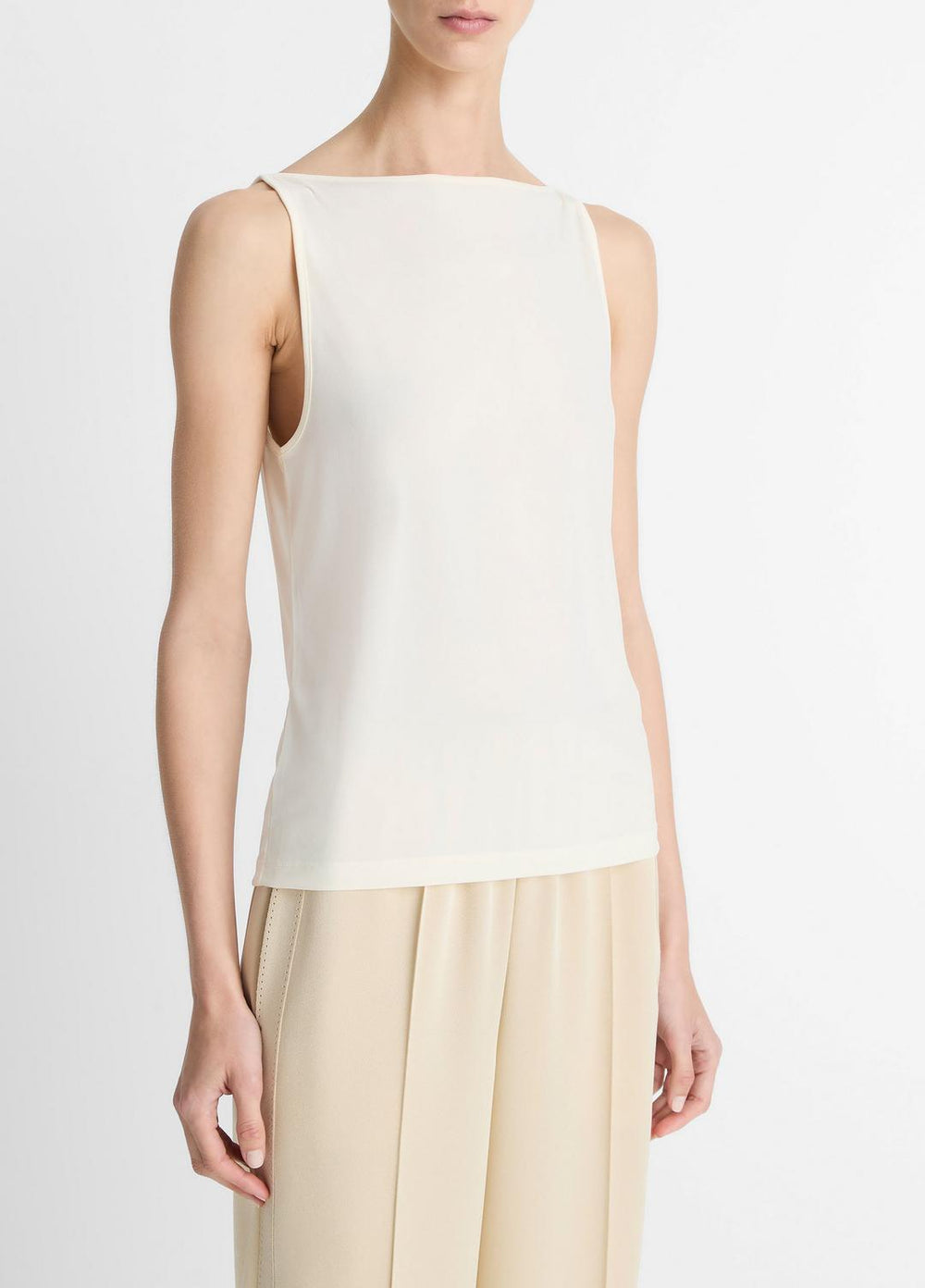 Matte Jersey Boat-Neck Tank in Shirts & Tees | Vince US