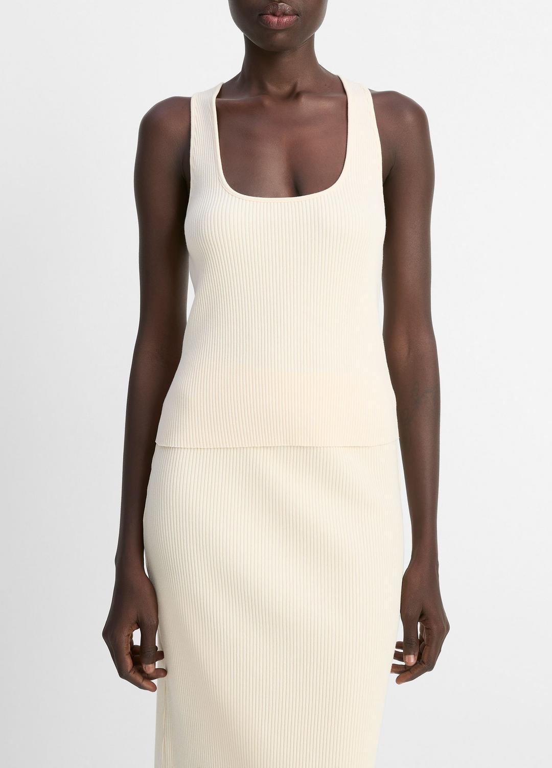 Ribbed Cotton-Blend Racerback Tank in Shirts & Tees | Vince Online
