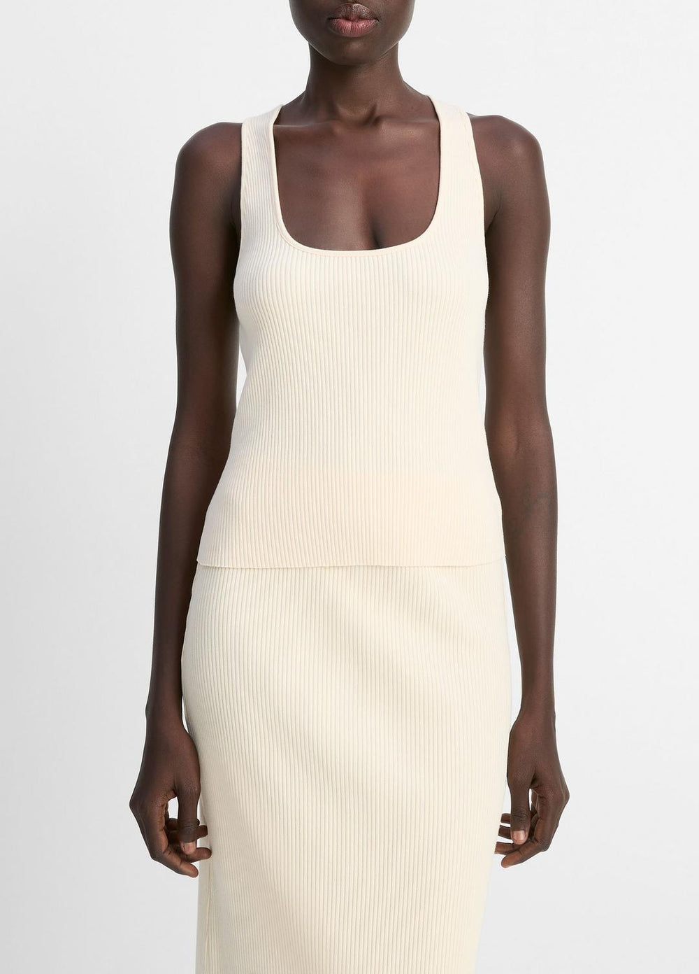 Ribbed Cotton-Blend Racerback Tank in Shirts & Tees | Vince Online