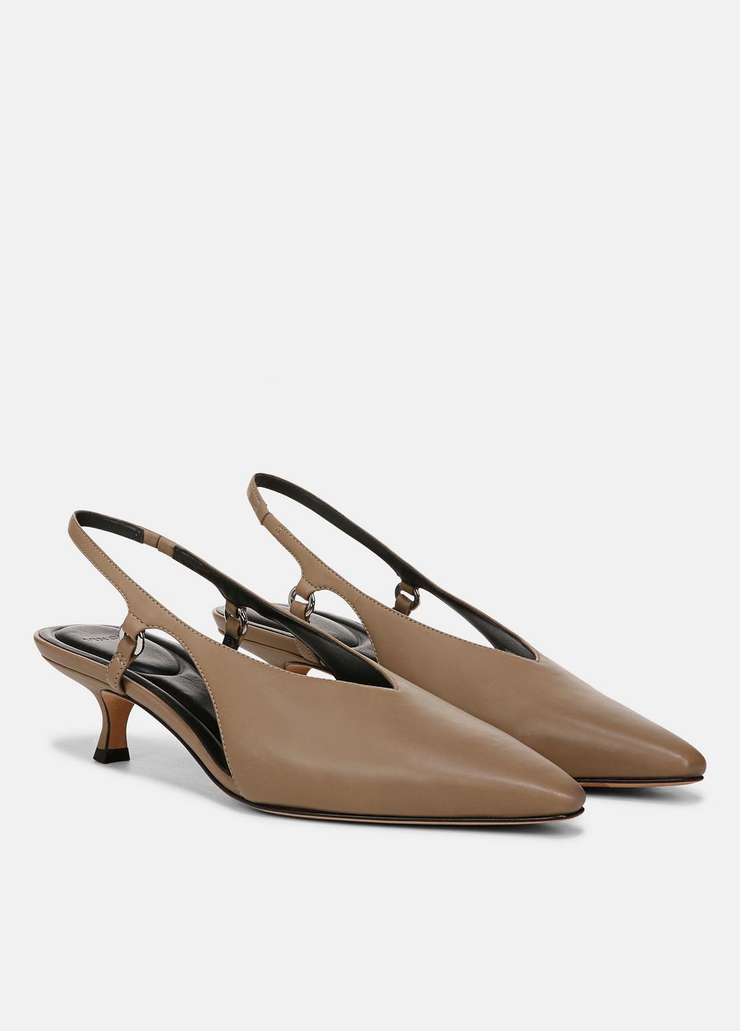 Sabrina Leather Slingback Kitten Heel in Shoes | Vince Online
